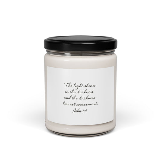 "John 1:5 Scented Candle – The Light That Shines in Darkness"