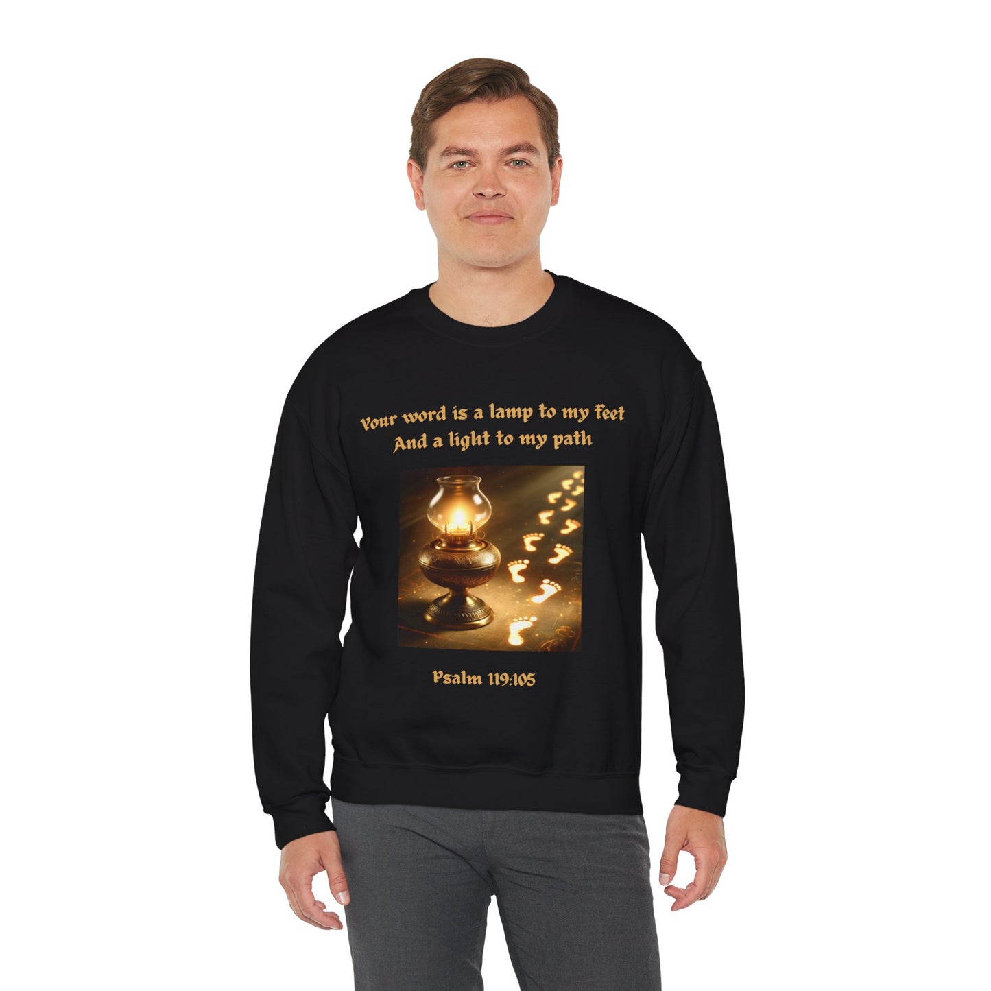 "Your Word Is a Lamp to My Feet" Unisex Crewneck Sweatshirt – Illuminate Your Path with Faith
