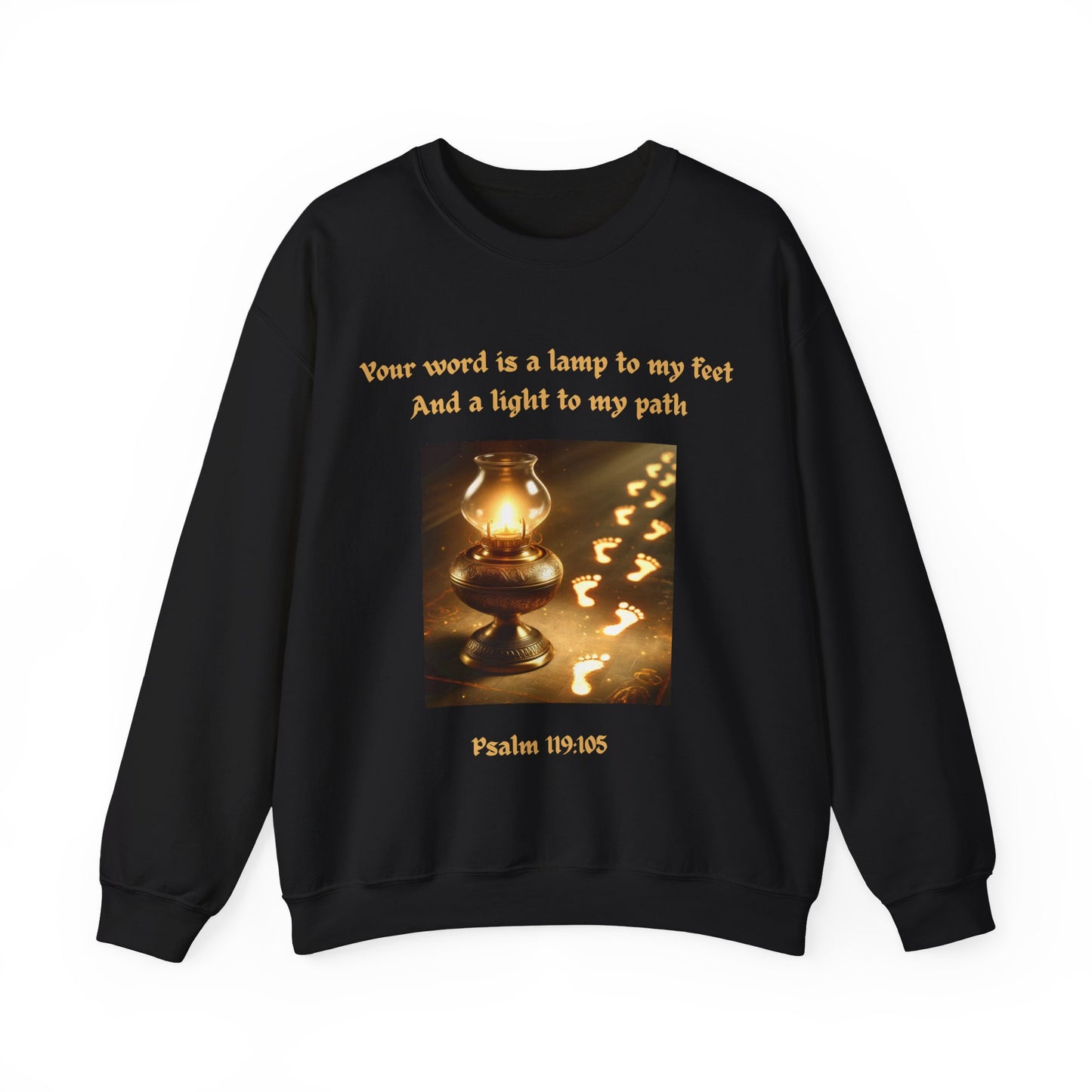 "Your Word Is a Lamp to My Feet" Unisex Crewneck Sweatshirt – Illuminate Your Path with Faith