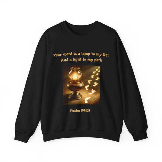 "Your Word Is a Lamp to My Feet" Unisex Crewneck Sweatshirt – Illuminate Your Path with Faith